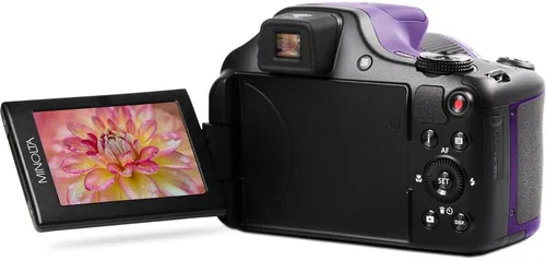 Miniatura 3 de MINOLTA MN67Z - Cámara digital de puente FHD de 20 MP / 1080P con zoom óptico de 67x (morado) Paquete con tarjeta de memoria de 32 GB + bolsa