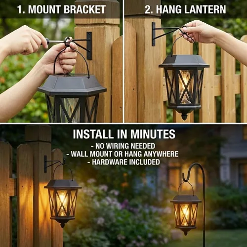 Miniatura 4 de Farol solar impermeable para exteriores, luces solares de metal para exteriores con vidrio transparente, luces LED de energía solar, montaje