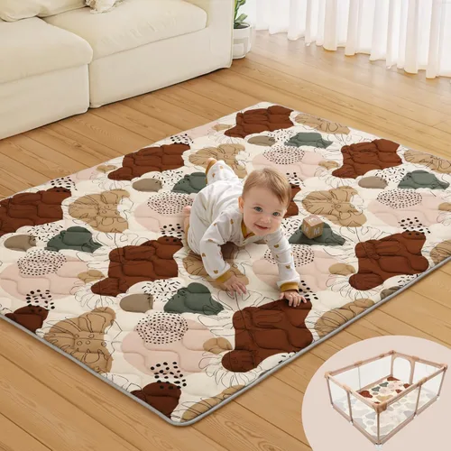 Miniatura 23 de Blissful Diary Alfombras de Juego para Bebés para Piso, Alfombra de 50x50 Pulgadas para Gatear para Corral, Alfombras de Juego de Espuma