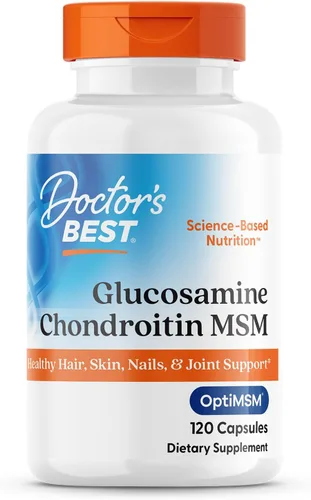 Doctor's Best Glucosamina Condroitina Msm con cápsulas OptiMSM, apoya la estructura, función y comodidad saludables de las articulaciones, sin OGM,