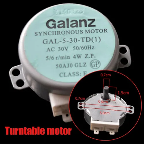 Miniatura 4 de Horno giratorio motor para microondas GALANZ, motor síncrono GAL-5-30-TD 30V 4W accesorios de reemplazo de microondas