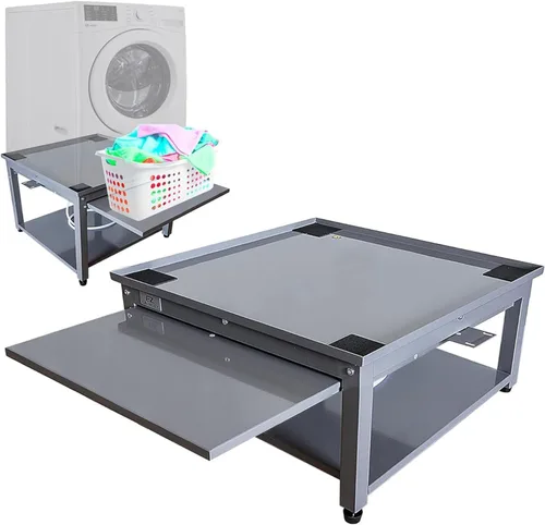 Miniatura 20 de Pedestal para lavadora y secadora con estante extraíble, 27 pulgadas de ancho, 18 pulgadas de alto, acero blanco, ajuste universal con las Blanco