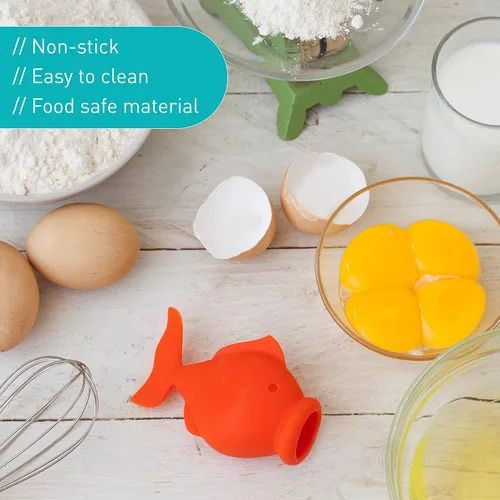 Miniatura 4 de Peleg Design Separador de huevos para huevos crudos – Separador de yema y clara de huevo de silicona, liberación de la yema con labios de YolkFish