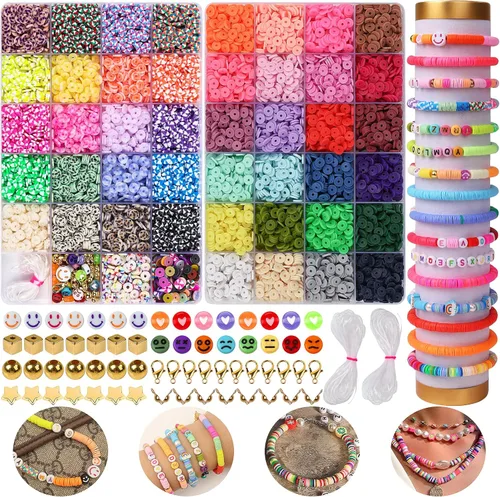 Miniatura 9 de XSEINO 46000 cuentas de arcilla, 216 colores, 10 cajas de cuentas de arcilla, 5 estilos de cuentas de letras, con accesorios de fabricación rica y 3