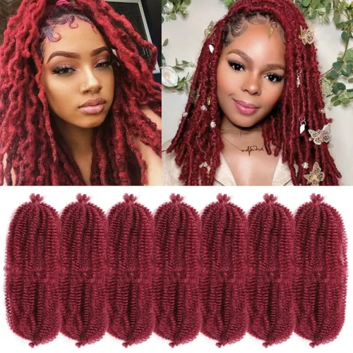 Miniatura 48 de Marley Twist - Cabello trenzado de 16 pulgadas, cabello afro trenzado elástico, paquete de 7 paquetes, cabello rizado rizado ombré, marrón Marrón