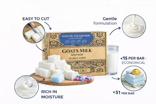 Miniatura 2 de Base de jabón de leche de cabra de 10 LBS Kit de suministros para derretir y verter para hacer jabón - Sin SLS/SLES y PEG Ingredientes orgánicos