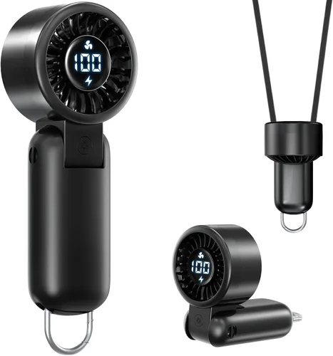 Miniatura 14 de Ventilador turbo portátil de mano con pantalla LED, refrigeración turboalimentada de 32 pies, larga duración, 5 velocidades de 4 onzas, ligero