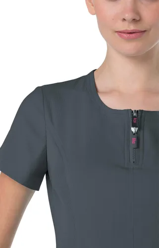Miniatura 3 de KOI Lite Serenity - Camisa médica con cuello con cremallera de 4 bolsillos para mujer