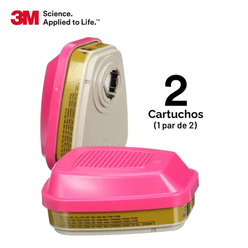 Miniatura 3 de 3M Cartucho/filtro respirador P100 60926, 1 par, NIOSH, ayuda a proteger contra vapores orgánicos, gases ácidos, amoniaco metilamina, formaldehído
