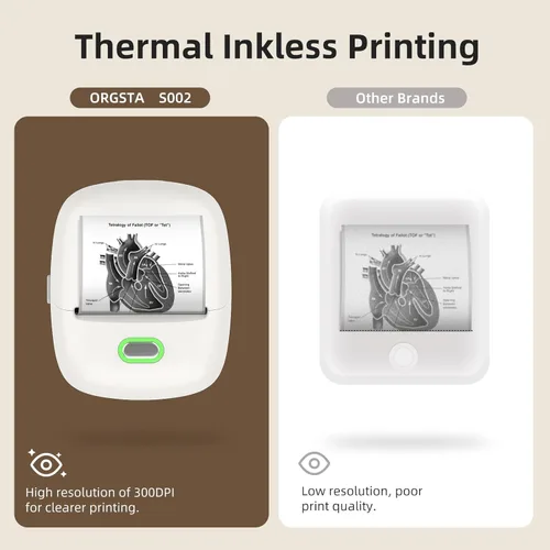 Miniatura 5 de ORGSTA Impresora de calcomanías Mini impresora S002 PrintPods Bluetooth portátil con 1 rollo de papel térmica sin tinta impresora impresora portátil