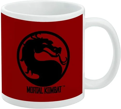 Mortal Kombat Symbol Taza de café de cerámica, tazas de regalo novedosas para café, té y bebidas calientes, 11 onzas, color blanco