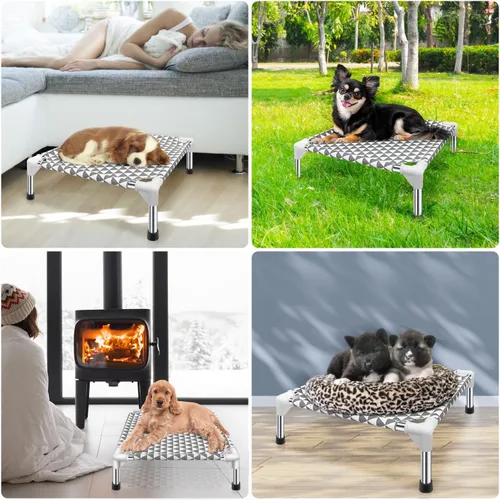 Miniatura 7 de Kuntrust Cama Elevada para Perros de Exterior Actualizada Catre para Mascotas Elevado Cama Refrescante para Cachorros Cama Elevada para Perros