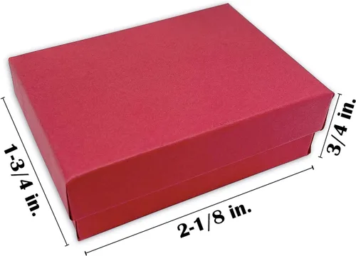 Miniatura 45 de TheDisplayGuys - Paquete de 25 cajas de cartón rellenas de algodón #33 para joyas, color rojo mate (3.5 x 3.5 x 1.0 pulgadas), para envío