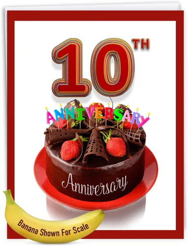 Miniatura 8 de The Best Card Company - Tarjeta jumbo del 10º aniversario con sobre (8.5 x 11 pulgadas) - Felicitaciones grandes por 10 años de matrimonio - Gran