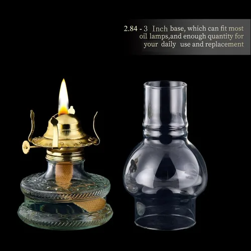 Miniatura 7 de Lámpara de aceite de repuesto para chimenea, base de 3 pulgadas x 6.4 pulgadas de alto, globo de lámpara de aceite de vidrio transparente, cubierta