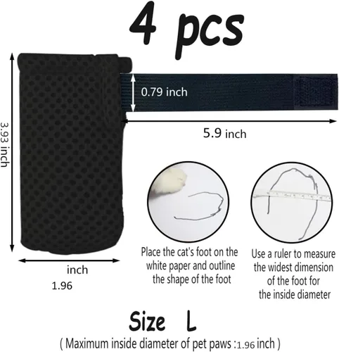 Miniatura 2 de 4 guantes para gatos para evitar arañazos, zapatos de malla transpirable para gatos, guantes ajustables antiarañazos, adecuados para gatos al Negro