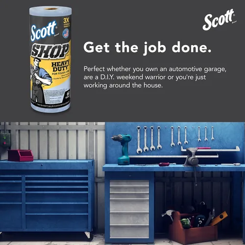 Miniatura 8 de Scott Shop Original Toallas resistentes (32992), azul, toalla de papel similar a una tela para solventes, toallita de 10.4 x 11 pulgadas