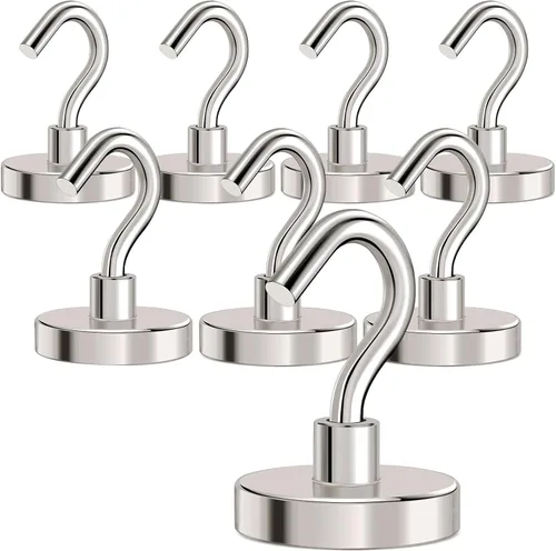 Miniatura 21 de MIKEDE Ganchos Magnéticos, 30 Libras+ Imanes de Tierra Negros de Servicio Pesado con Gancho para Refrigerador, Ganchos Magnéticos de Crucero
