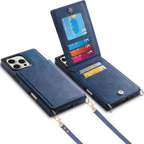 Miniatura 16 de Vofolen Funda para iPhone 11 con tarjetero con bloqueo RFID, correa ajustable, cierre magnético, resistente, a prueba de golpes, funda protectora