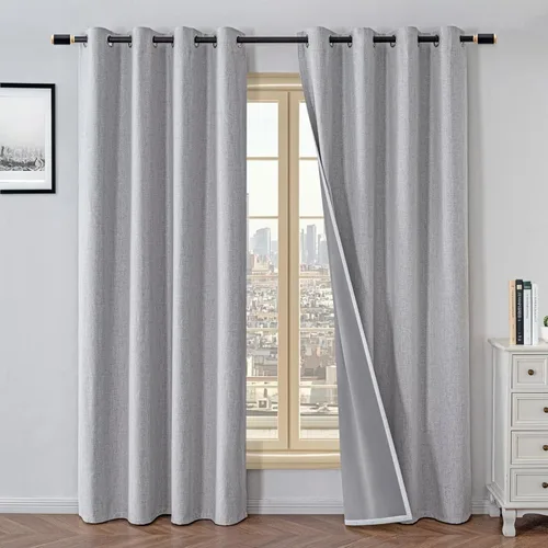 Miniatura 13 de Cortinas 100% opacas para sala de estar, juego de 2 paneles de 96 pulgadas, bloqueo de luz, pestaña trasera y bolsillo para barra, cortinas