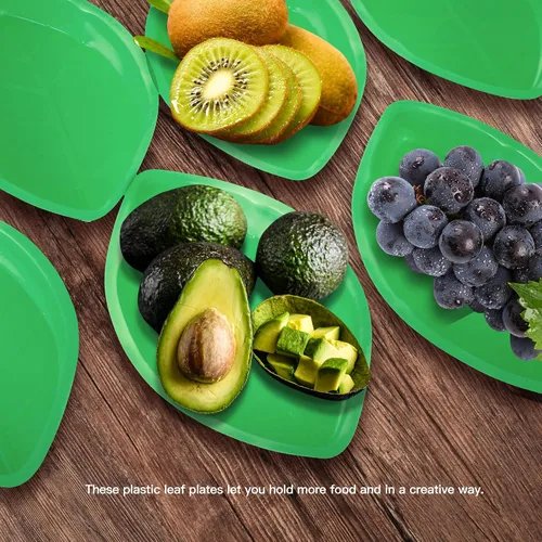 Miniatura 4 de PowerTRC Bandeja reutilizable para aperitivos, bandeja para dulces, aperitivos o inmersión con diseño de hoja de palmera, bandeja de decoración