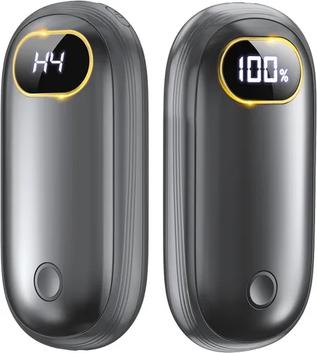 Calentadores de Manos Recargables - Calentadores de Manos Eléctricos Paquete de 2 con Calefacción de Doble Cara para 15Hrs de Calor, Pantalla LED y