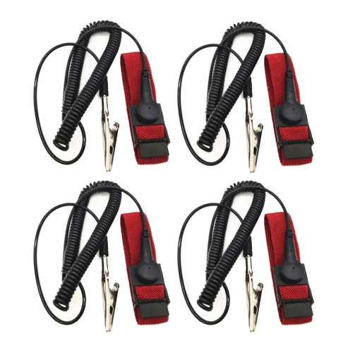 Miniatura 6 de Correa de muñeca antiestática con cable de conexión a tierra ESD Pulsera antiestática ajustable cuerda en espiral pulsera anti choque (1)