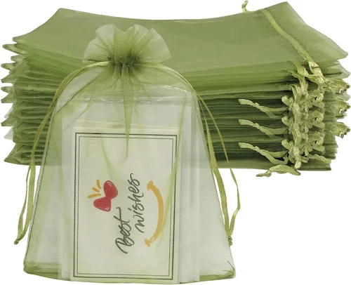 Miniatura 8 de Jexila 100 bolsas de regalo de organza dorada de 4 x 6 pulgadas, pequeñas bolsas de malla con cordón, bolsas para joyas, bodas, fiestas, bolsas