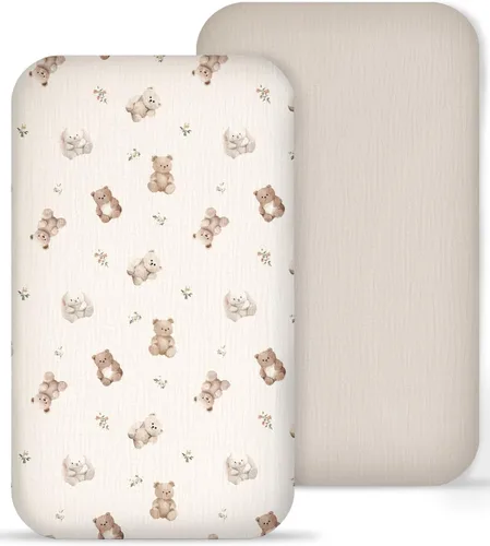 Miniatura 41 de Sábana de moisés para bebé niño y niña, sábanas ajustadas para colchón de moisés rectangular, ovalado, de reloj de arena, sábanas de cesta de Moisés