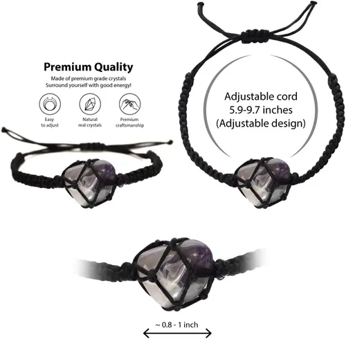 Miniatura 3 de BOHO GARDEN Pulseras de cristal curativo cuentas con piedra preciosa real, cuerda ajustable