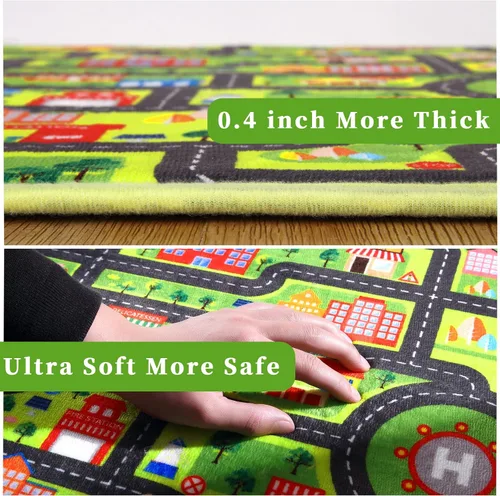 Miniatura 2 de FairOnly Alfombra infantil de 3 x 5 pies para niños, alfombra de juego para la vida de la ciudad, alfombra educativa para el automóvil, alfombra