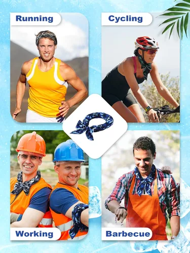 Miniatura 4 de Janmercy 10 unidades de teñido anudado para el cuello, bufandas refrescantes, bandanas de hielo de verano para hombres y mujeres, camping, correr