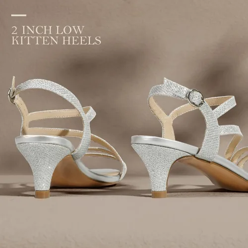 Miniatura 6 de IDIFU Sandalias elegantes con tirantes delgados de 2 pulgadas para mujer, tacón bajo de gatito, puntera abierta, zapatos de vestir para mujer y dama