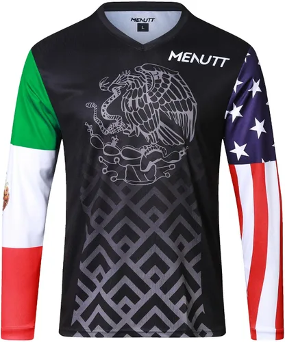 MENUTT Racing - Camiseta de manga larga para hombre, diseño de México para bicicleta de montaña y motocross