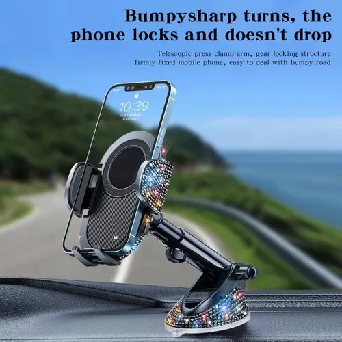 Miniatura 4 de Soporte brillante para teléfono celular para mujeres [potente succión] [estabilidad de grado de carreras de rallyes] Soporte brillante para teléfono