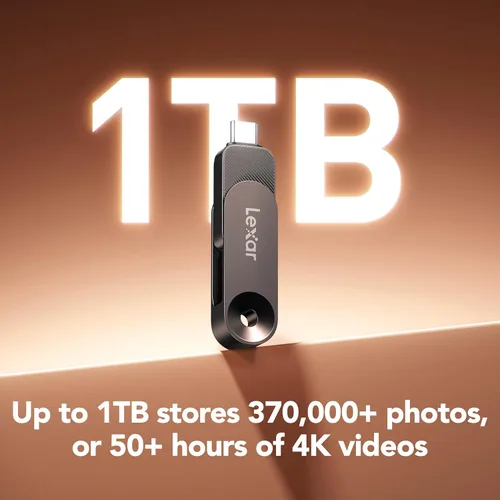 Miniatura 6 de Lexar Unidad dual de estado sólido de 128 GB D500 USB 3.2 Gen 1, para dispositivos USB tipo C/USB tipo A, lectura de hasta 400 MB/s, compatible