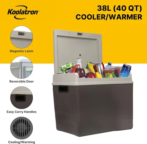 Miniatura 3 de Koolatron Enfriador/calentador eléctrico de 12 V, refrigerador termoeléctrico de automóvil de 38 L (40 qt), puerta reversible, conexión de 12