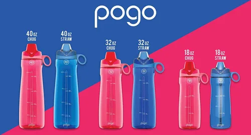 Miniatura 9 de Pogo Botella de agua de plástico sin bisfenol A con tapa con pico de 32 onzas, color azul atolón Azul (Blue Atoll)