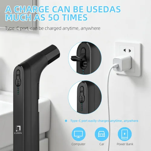 Miniatura 3 de Bidé portátil para viajes con modos de presión de agua suave y fuerte, bidé de viaje recargable USB-C, tanque de agua grande de 2.3 L para uso Negro
