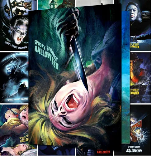 Miniatura 9 de PIXILUV Tarjetas de felicitación de Halloween de película silenciosa, 12 tarjetas grandes ~ Pósteres clásicos de película silenciosa vintage