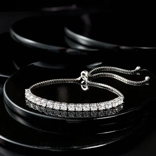 Miniatura 5 de Ross-Simons Pulsera Bolo de 400 quilates en plata de ley Circonita cúbica circonita
