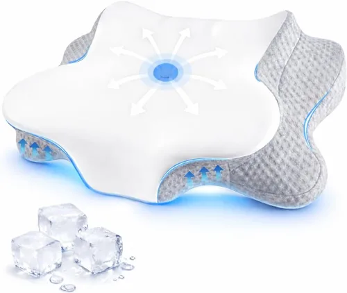 Almohada cervical para el cuello – Almohada de espuma viscoelástica para aliviar el dolor de dormir, almohadas ergonómicas de contorno para dormir