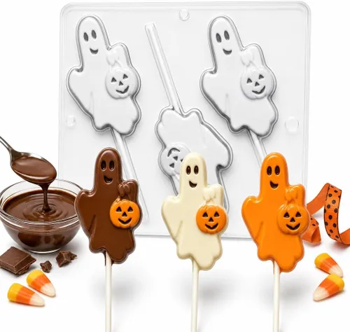 Miniatura 2 de Fantasma con calabaza Lollipop Chocolate Candy Mold Halloween 911