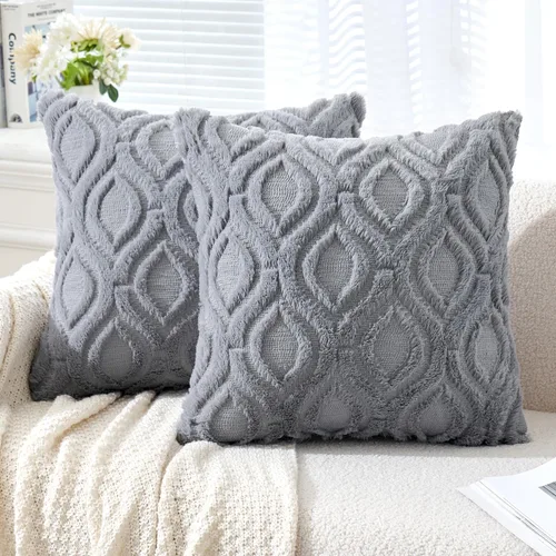 Miniatura 47 de MIULEE - Juego de 2 fundas de almohada de lana sintética suave y afelpada, fundas decorativas de estilo bohemio para sofá, sala de estar, cama, 18 x