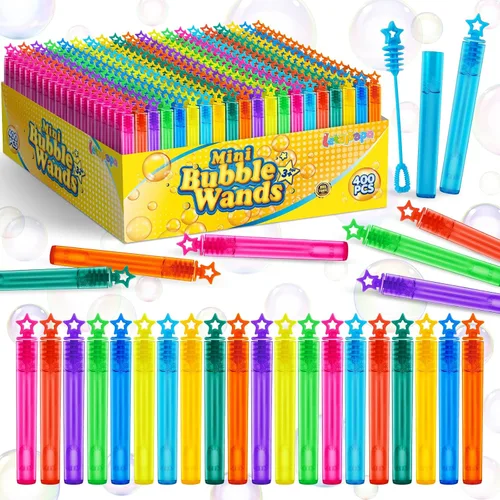 Miniatura 8 de Letapapa Varita de burbujas, 200 mini varitas de burbujas a granel en 10 colores, recuerdos de fiesta de burbujas para niños, juguetes de verano