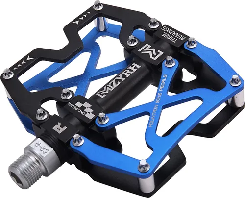 Miniatura 11 de Mzyrh - Pedales de bicicleta de montaña, ultra fuertes, coloridos, mecanizados CNC, de 9/16 pulgadas, ciclismo sellado con 3 rodamientos Negro 3