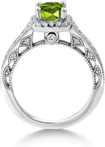 Miniatura 60 de Gem Stone King Anillo de compromiso de plata de ley 925 de 0.236 in con piedra natal y zafiro blanco creado con acento Anillo de compromiso