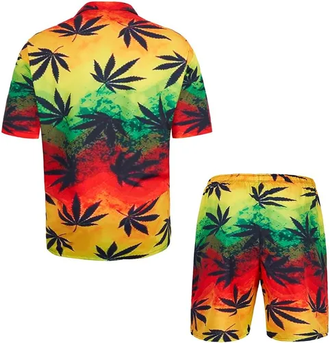 Miniatura 2 de Camisa hawaiana de 2 piezas para hombre, camisa de manga corta con botones