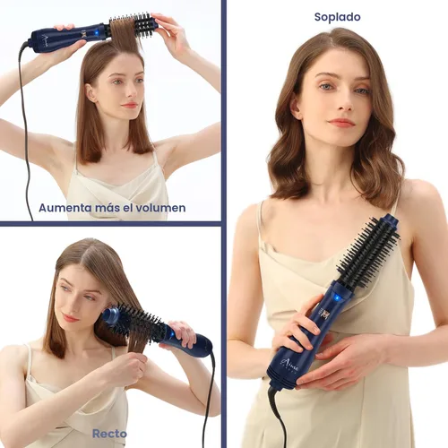 Miniatura 7 de Cepillo secador de cabello, Aima Beauty 4 en 1 con función de alisador y rizador de aire caliente, herramienta de peinado para mujeres, azul Azul