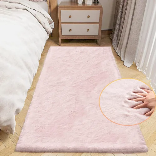 Miniatura 89 de ORINOVA Alfombra de felpa marrón claro beige de 8 x 10 pies para sala de estar, alfombra bohemia esponjosa de piel de conejo grande para dormitorio